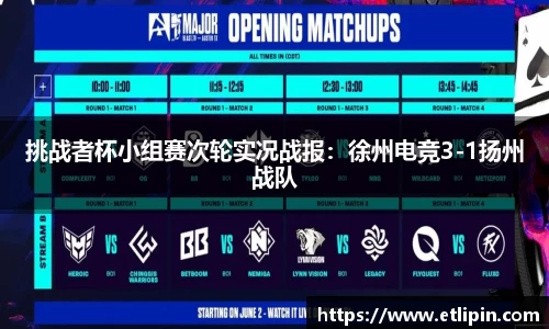 挑战者杯小组赛次轮实况战报：徐州电竞3-1扬州战队